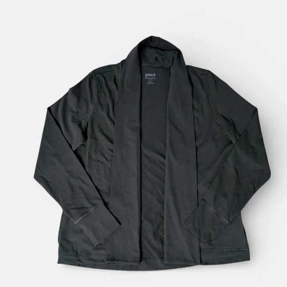 Pact Women’s Organic Luxe Essential Swing Cardigan Size L Black Sustainable - Picture 3 of 8